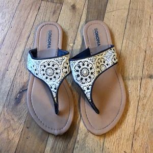 Sonoma Navy/White Lace Sandal Flip Flop size 9-10